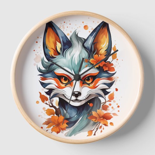 Fox Vibes: Zeitlose Kunst im Herbst Uhr (Vorderseite)