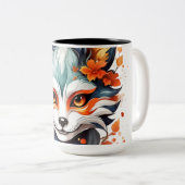 Fox Vibes: Zeitlose Kunst im Herbst Zweifarbige Tasse (VorderseiteRechts)