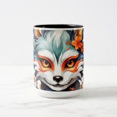 Fox Vibes: Zeitlose Kunst im Herbst Zweifarbige Tasse (Mittel)