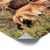 Fox Vixen mit Cubs von Austen, Vintages Wildtier Poster (Ecke)