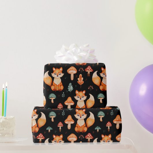 Fox, Wald-Pilze, Herbstleaven Geschenkpapier (Partygeschenke)