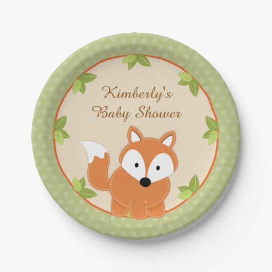 Fox-Waldbaby-Duschen-Papier-Party-Teller Pappteller (Vorderseite)