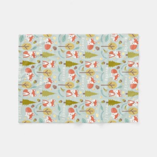 Fox-Waldhellblaues personalisiertes Fleecedecke (Vorderseite (Horizontal))
