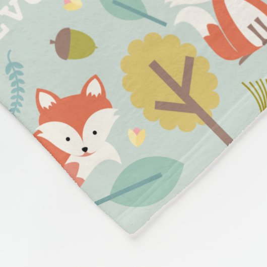 Fox-Waldhellblaues personalisiertes Fleecedecke (Ecke)