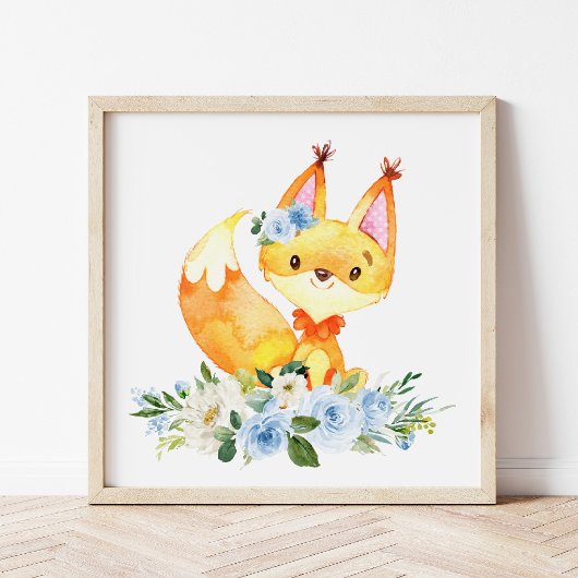 Fox, Waldtiere, Boho, Blüten Fotodruck
