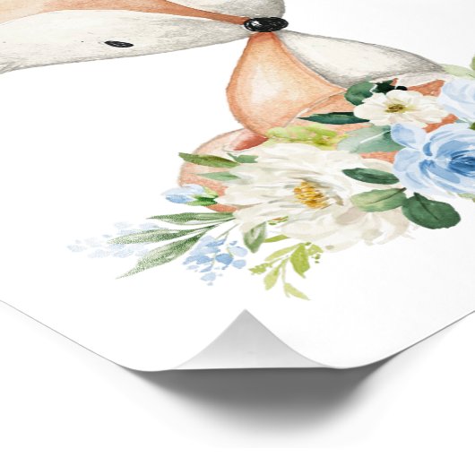 Fox, Waldtiere, Boho, Blüten Fotodruck (Ecke)