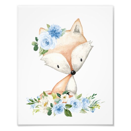 Fox, Waldtiere, Boho, Blüten Fotodruck (Vorne)