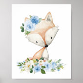 Fox, Waldtiere, Boho, Blüten Poster (Vorne)