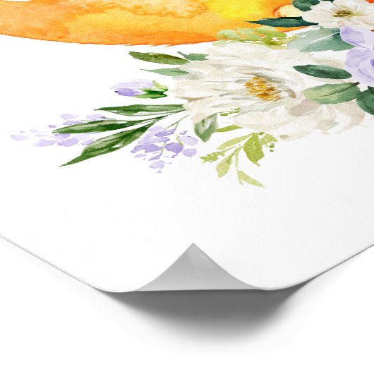 Fox, Waldtiere, Boho, violette Blumen Poster (Ecke)