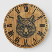 Fox Wall Clock - Wildlife Wooden Style  Große Wanduhr (Vorderseite)