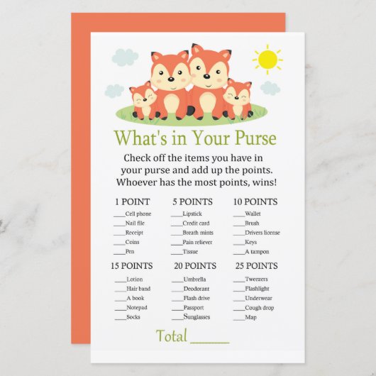 Fox Was ist in deinem Geldbörsenspiel? (Vorne/Hinten)