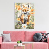 Fox Watercolor Artwork Leinwanddruck (Insitu (Wohnzimmer))
