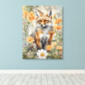 Fox Watercolor Artwork Leinwanddruck (Insitu (Holzboden))