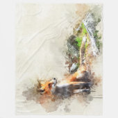 FOX WATERCOLOR FLEECEDECKE (Vorderseite)