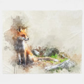 FOX WATERCOLOR FLEECEDECKE (Vorderseite (Horizontal))