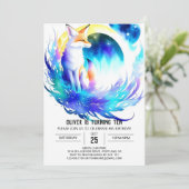 Fox Watercolor Geburtstagsfeier Einladung (Stehend Vorderseite)