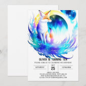 Fox Watercolor Geburtstagsfeier Einladung (Vorne/Hinten)