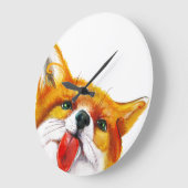 Fox Watercolor Große Wanduhr (Winkel)