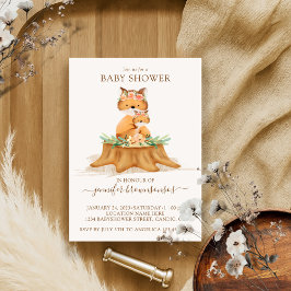 Fox Watercolor Mommy Baby Shower Einladung