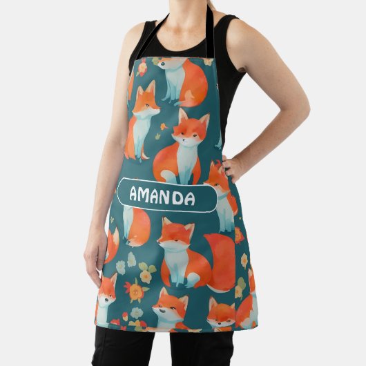 Fox Watercolor Personalisiertes Muster Schürze (InSitu)