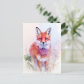 Fox Watercolor Portrait 2 Postkarte (Stehend Vorderseite)