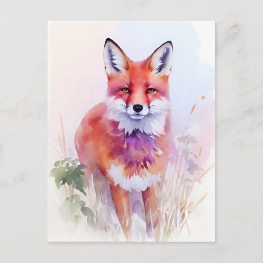 Fox Watercolor Portrait 2 Postkarte (Vorderseite)