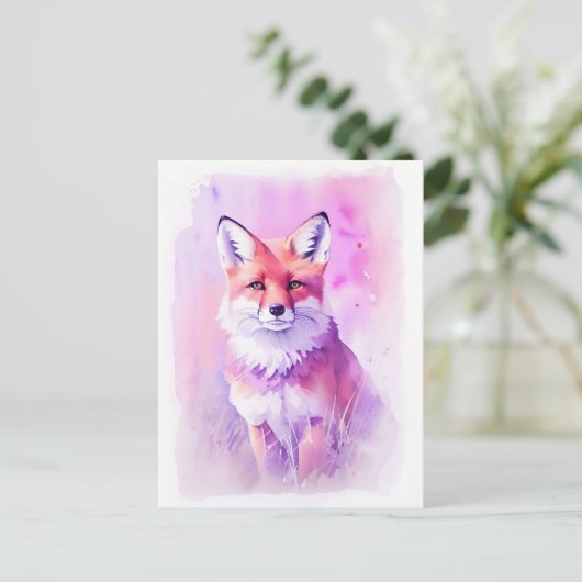Fox Watercolor Portrait 3 Postkarte (Stehend Vorderseite)