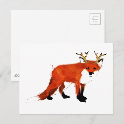 Fox Watercolor Postkarte (Vorne/Hinten)