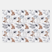 Fox Watercolor Woodland Illustration Weihnachten Geschenkpapier Set (Vorderseite)