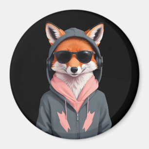 Fox Wearing Hoodie Funny Coole Tierart Magnet