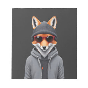 Fox Wearing Hoodie Funny Coole Tierart Notizblock