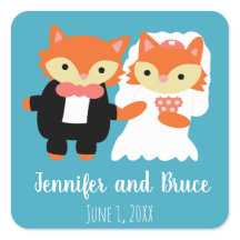 Fox Wedding Niedlich Blue Personalize