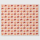 Fox Weihnachtsmannmütze Orange Animal Weihnachtsfe Geschenkpapier (Flach)