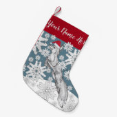 Fox, Weihnachtsmannmütze, Schneeflocken Blauer Win Kleiner Weihnachtsstrumpf (Vorderansicht (hängend))