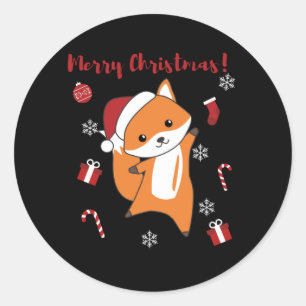 Fox Weihnachtsschnee Wintertiere Füchse Runder Aufkleber