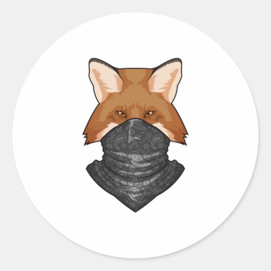 Fox wie Bandit mit KerChief Runder Aufkleber (Vorderseite)