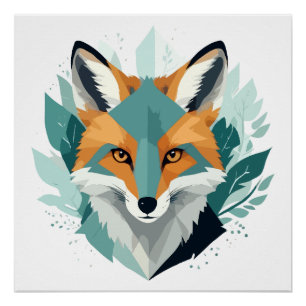 Fox Wildlife Animal Nature Outwater color Poster