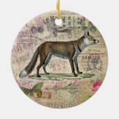Fox Wildlife Collage Vintag Illustration Keramik Ornament (Hinten)