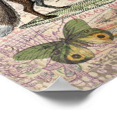 Fox Wildlife Collage Vintag Illustration Poster (Ecke)