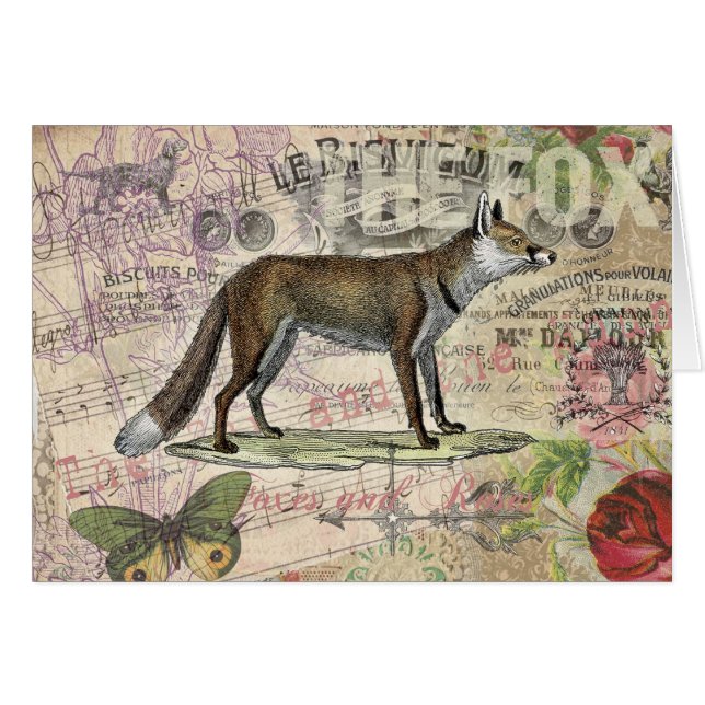 Fox Wildlife Vintag Animal Illustration (Vorderseite (Horizontal))