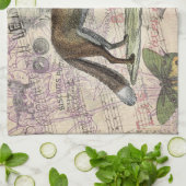 Fox Wildlife Vintag Animal Illustration Geschirrtuch (Gefaltet)