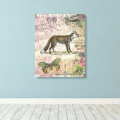 Fox Wildlife Vintag Animal Illustration Leinwanddruck (Insitu (Holzboden))