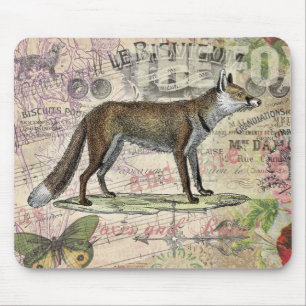 Fox Wildlife Vintag Animal Illustration Mousepad