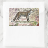 Fox Wildlife Vintag Animal Illustration Rechteckiger Aufkleber (Tasche)