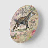 Fox Wildlife Vintag Animal Illustration Runde Wanduhr (Winkel)