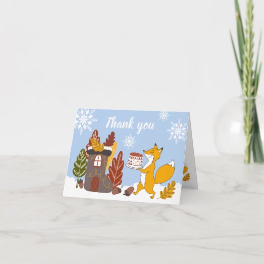 Fox Winter Baby Dusche Danke Karte (Vorderseite)