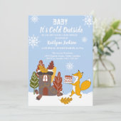 Fox Winter Baby Dusche Es ist kalt draußen Einladung (Stehend Vorderseite)