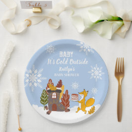 Fox Winter Baby Dusche Es ist kalt draußen Pappteller