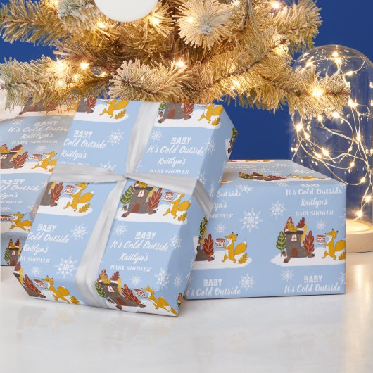 Fox Winter Baby Dusche Es ist kaltes Geschenk drau Geschenkpapier (Feiertage)