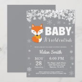 Fox Winter Baby Shower Snowflake Einladung (Vorne/Hinten)